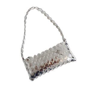 Silver Geometric Metallic Mini Bag